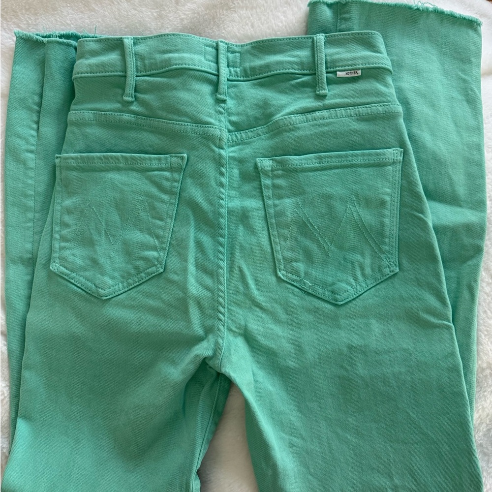MOTHER Women's Ankle Crop Jeans in Mint Green - Picture 2 of 4